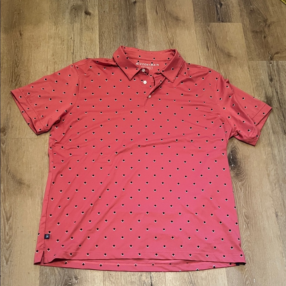 Mizzen+Main Coral Patterned Polo Shirt 2XL